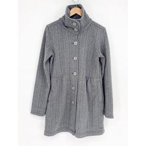 Patagonia Better Sweater Long Jacket Size Large Dark Grey Pockets Stand Collar